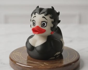 Betty Boop Inspired Duck Figure – Physical PLA Printed Collectible Duck – Retro Cartoon Style Desk Decor – Cute Gift for Animation Fans