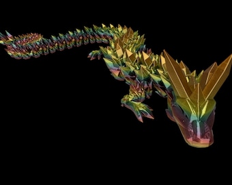 Gegliederter Crystal Dragon PLA Print - 3D gedrucktes flexibles Fantasy Spielzeug