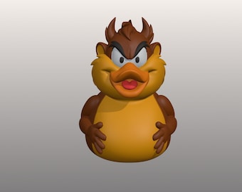 Tasmanian Devil Duck | Funny PLA Printed Collectible Duck | Cartoon Inspired Desk Decor | Unique Gift | Multi Color 3D Printed Figure