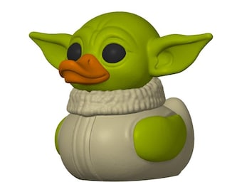 Baby Yoda Inspired Duck – 3D Printed PLA Collectible Duck – Cute Space Alien Duck Figure – Sci-Fi Duck Decor Gift