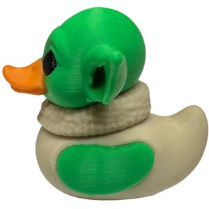 Pato inspirado en Baby Yoda – Pato coleccionable de PLA impreso en 3D – Figura de pato alienígena adorable – Regalo decorativo de pato de ciencia ficción imagen 3