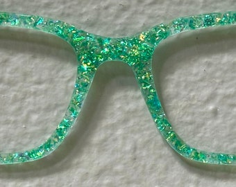 Green Glitter Shimmer Sparkle Iridescent Color Shift Radiant Magnetic Glasses Topper Frames for Interchangeable Tops