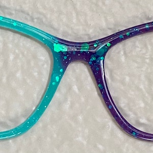 Purple to Turquoise Color Shift Temp Change Glow in the Dark Glitter Shimmer Sparkle Magnetic Glasses Topper Frames for Interchangeable Top