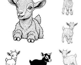 Babygeit SVG PNG-bundel – 14 bestanden | Schattige babygeit SVG | Boerderijdieren clipart | Cricut-gesneden bestanden voor de kinderkamer