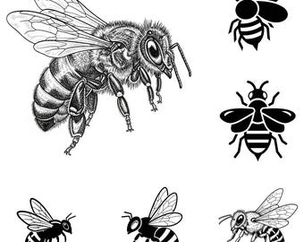 Bee SVG PNG-bundel – 21 bestanden | Schattige bij-svg | Honingbij-clipart | Cricut Cut-bestanden