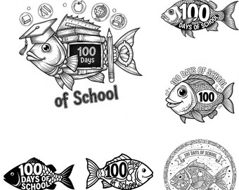 100 dagen schoolvis SVG PNG-bundel – 14 bestanden | 100e dag school-SVG