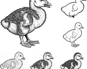 Babyganzen SVG PNG-bundel – 11 bestanden | Schattige babygans SVG | Clipart babydieren | Cricut-gesneden bestanden voor de kinderkamer