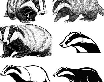 Badger SVG PNG-bundel – 11 bestanden | Schattige das-svg | Bos dieren clipart | Cricut Cut-bestanden