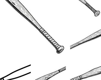 Honkbalknuppel SVG PNG-bundel – 9 bestanden | Honkbal-svg | Sportclipart | Cricut Cut-bestanden