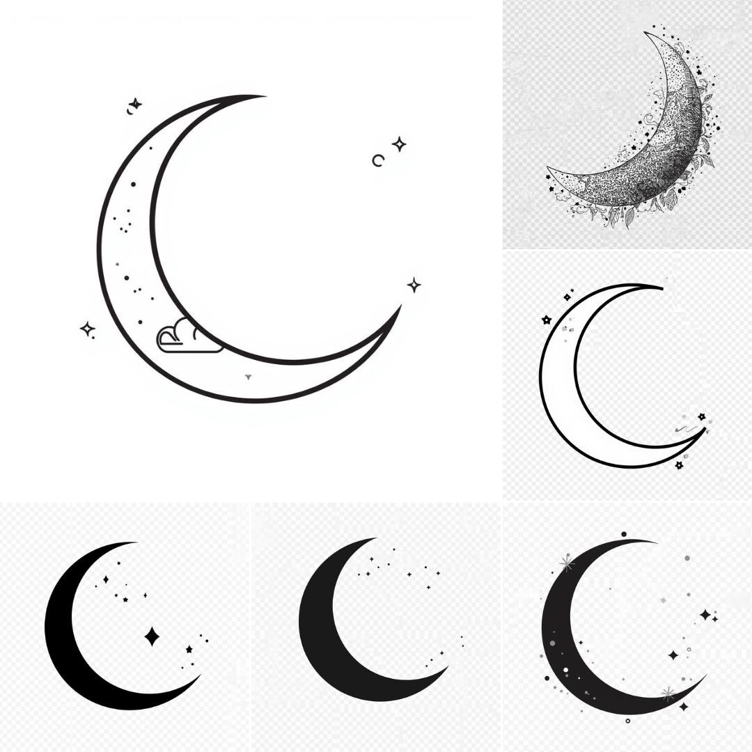 Crescent Moon SVG PNG Bundle | Lunar Clipart | Moon Design Cut Files ...