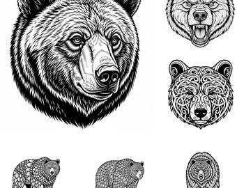 Bear SVG PNG-bundel – 17 bestanden | Schattige beer SVG | Bos dieren clipart | Cricut Cut-bestanden