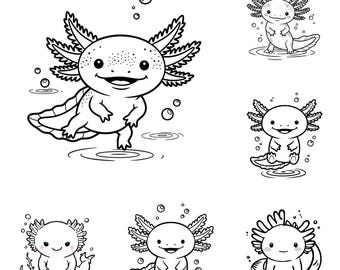 Axolotl SVG PNG-bundel | Schattige axolotl-clipart | Kawaii Axolotl-bestanden gesneden voor Cricut, silhouet en sublimatie