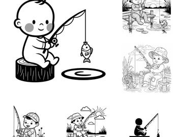 Babyvissen SVG PNG-bundel – 10 bestanden | Schattige baby vissen SVG | Vissende babyclipart | Cricut Cut-bestanden