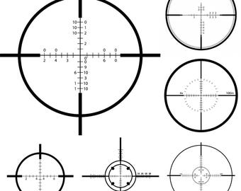 Geweer Crosshairs SVG PNG-bundel | Clipart doelbereik | Jachtontwerp gesneden bestanden voor Cricut Silhouette