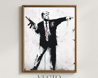 Láminas imprimibles de Banksy para pared - Arte urbano vanguardista, graffiti provocativo con plantilla, arte moderno en blanco y negro, descarga digital 243