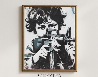 Plantilla de arte callejero infantil de Banksy: decoración con aerosol imprimible y vanguardista, descarga de estilo urbano de Banksy, póster político minimalista 242