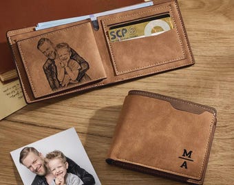 Personalized Wallet Custom Photo Wallet Engraved Bifold Wallet Gift For Dad Husband Anniversary Gift