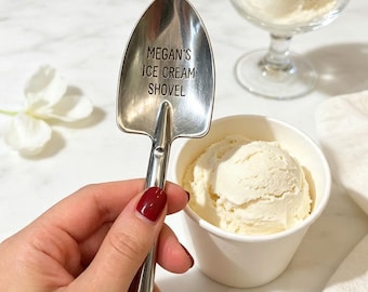 Personalized Ice Cream Shovel Spoon Custom Engraved Stainless Steel Dessert Novelty Gift Birthday Present Name Keepsake Miniature Design
