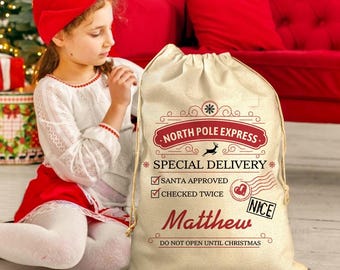 Personalisierte große Weihnachtsmannsack Spezielle Lieferung von Santa Weihnachtsgeschenktüte für Kinder