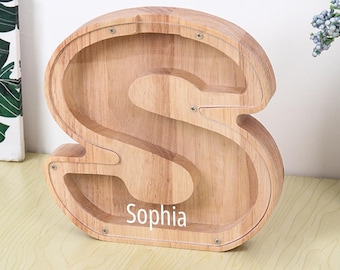 Personalized Piggy Bank Custom Wooden Money Box Swear Jar Kids Savings Bank Baby Shower Gift Nursery Decor Lottery Money