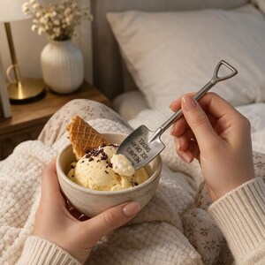 Novelty Shovel Spoon Ice Cream Lover Gift Custom Engraved Stainless Steel Miniature Design Personalized Name Keepsake Unique Dessert Utensil Birthday Present Idea Fun Kitchen Novelty Sweet Treat Accessory Practical Gift Family Friends