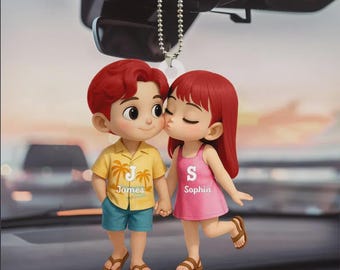 Custom Kissing Couple Car Hanger - Acrylic Ornament