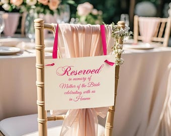 Personalized Wedding Memorial Chair Sign Reserved Seat Sign In Loving Memory Wedding Ceremony Decoration