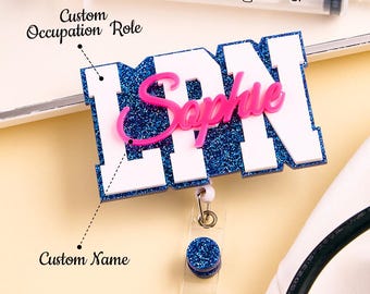 Gepersonaliseerde ID-clip met naam acryl badge haspel Cadeaus voor verpleegkundige en arts
