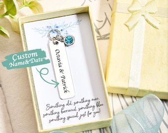 Personalized Bridal Bouquet Charm - Custom Something Blue Wedding Keepsake Gift