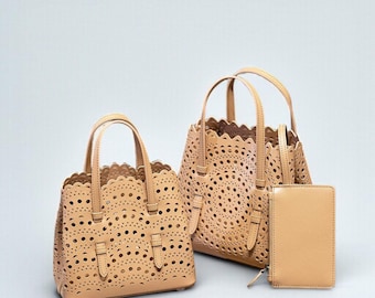 Small & Large Leather Tote Bag, Cow Split Leather Shoulder Bag, Top Handle Handbag, Multiple Col