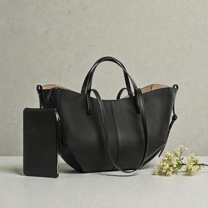 Handmade Italian Leather Tote Bag, Minimalist Everyday Shoulder Bag