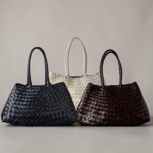 Bolso de hombro de piel trenzada, bolso tote de piel de vaca auténtica, bolso retro suave, bolso de lujo para el día a día, regalo para ella, regalo para mamá, regalo para esposa