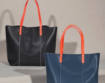 Handmade Leather Tote Bag, French Chic Everyday Purse