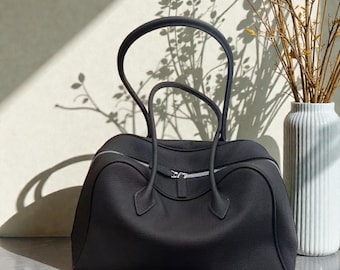 Soft Leather Top Handle Tote Bag, Minimalist Everyday Work Bag