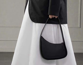Genuine Leather Shoulder Bag, Elegant Minimalist Purse, City Tote