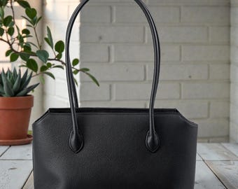 Handmade Cowhide Leather Tote Bag, Minimalist Everyday Shoulder Bag