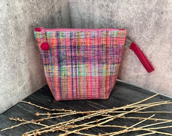 Rainbow Speckled Handwoven Bag |  Knitting Bag | Crochet Project Bag | Clutch Bag | Zipper Bag | Knitting Bag | Gift For Her