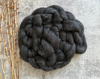 Natural Dark Grey Merino 23 Mic | Spinning Fiber | Wool Roving | Nuno Felting Wool | Wet Felting Wool | Spinning Yarn