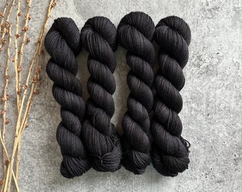 Noire | SW Merino Nylon Yarn | 50g Skein | Solid Black | SW Merino Nylon | Tonal Black | Fingering Weight | Knitting Yarn | Crochet Yarn