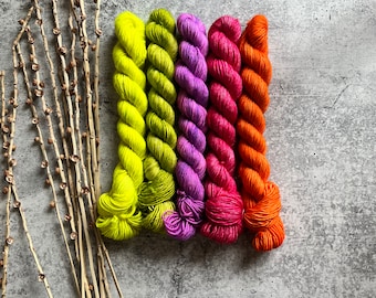 Tropical Vibe | Mini Skein Set | 100% Silk | Merino Cashmere Silk | Scrappy Knitting | Fingering | Sock Yarn | Knitting | Crochet Yarn