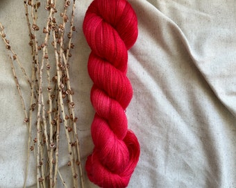 Shades of Red | Baby Alpaca Silk Cashmere  | Untreated Yarn | Undyed | Non Superwash Yarn | Lace Weight Yarn | Tonal