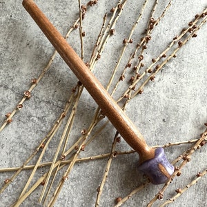 African Mahogany With Lavender Resin | Support Spindle | Spinning | Hand Spun | Hand Turned Wood Spindle | Spinning Fiber | Spinning Tool