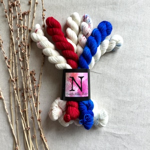 Patriotic | Mini Skein Set | SW Merino Nylon Yarn | Scrappy Knitting | Fingering Weight | Sock Yarn | Knitting Yarn | Crochet Yarn | OOAK