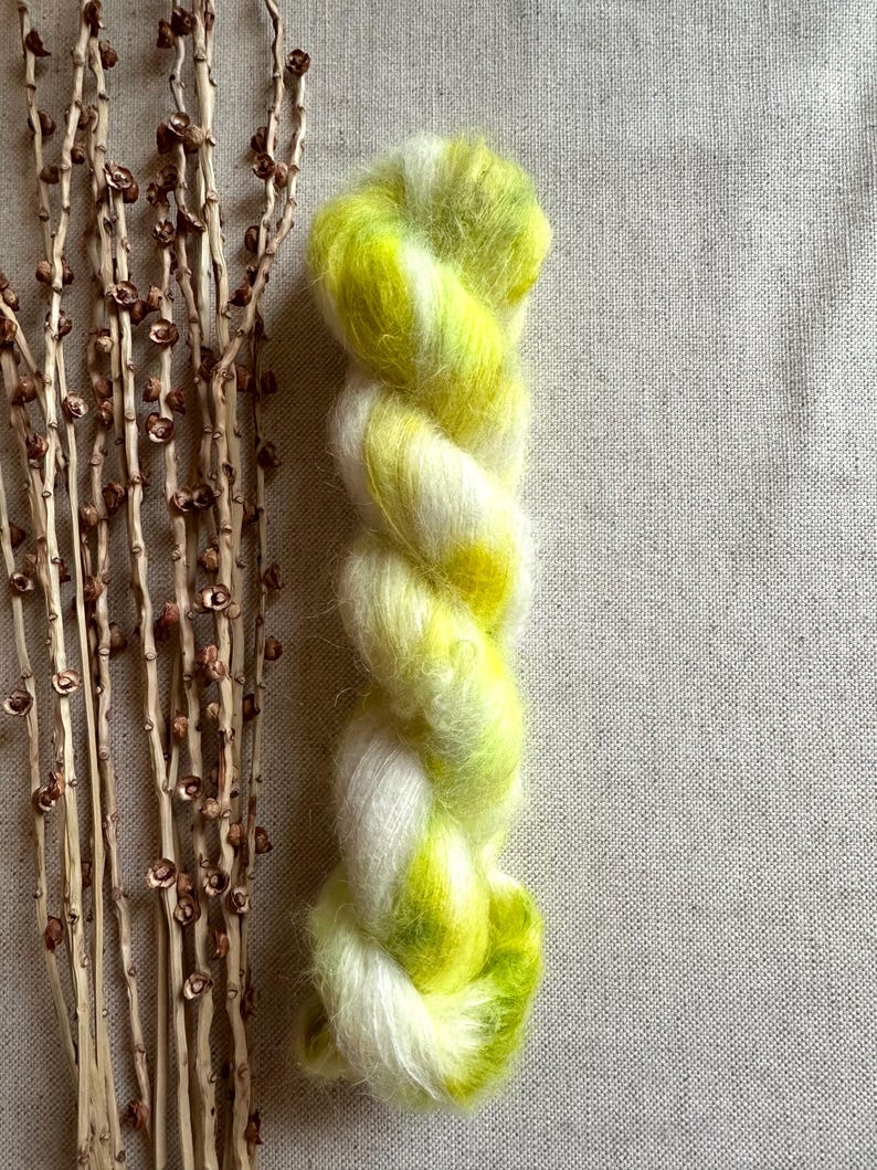 Lemon Frosting Baby Suri Alpaca Silk Yarn Fuzzy Yarn Soft Squishy Yarn
