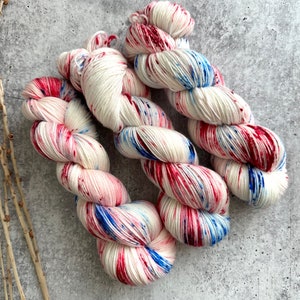 Patriotic | Merino Nylon Yarn | Fingering Weight | Soft And Squishy Yarn | 100g Skein | Superwash Merino Nylon Yarn