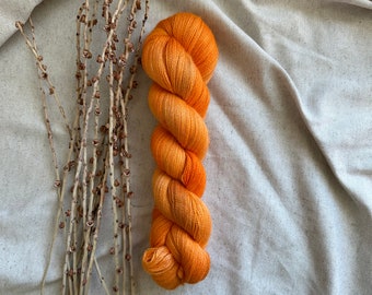 Shades of Orange | Baby Alpaca Silk Cashmere  | Untreated Yarn | Undyed | Non Superwash Yarn | Lace Weight Yarn | Tonal