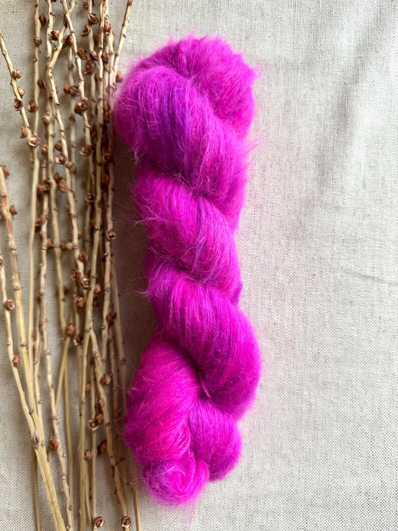 Hot Magenta Baby Suri Alpaca Silk Yarn Fuzzy Yarn Soft Squishy Yarn