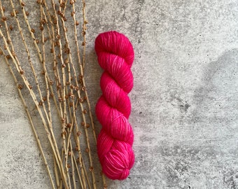 Fuchsia SW Merino Nylon Yarn | Fingering Weight | Soft And Squishy | Hand Painted Yarn | 50g Skein | Superwash Merino Nylon Yarn