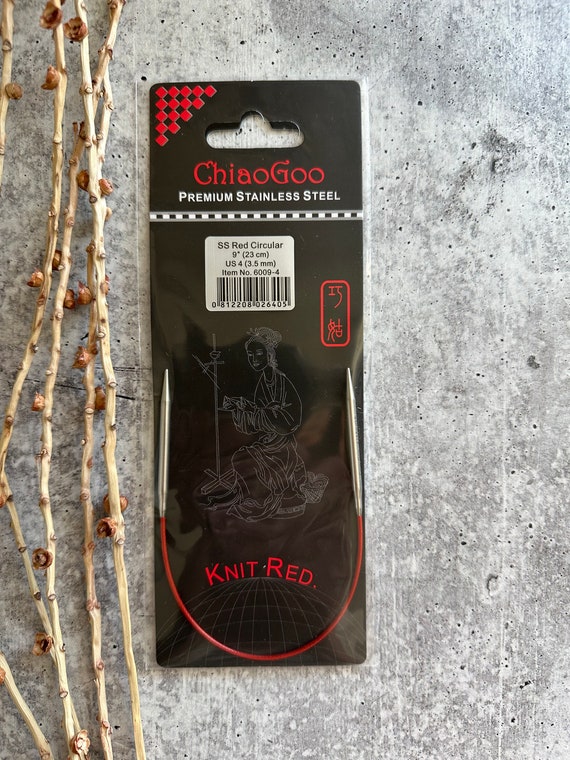 ChiaoGoo Red Circular Knitting Needles - 9 Inch, US 1.5 (2.5mm), Stainless Steel