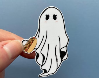 Hot Dog Ghost Sticker